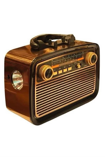 Nostalji Radyo Bluetooth Hoparlör USB-SD Kart Giriş Led Fener Işıklı Bataryalı Pilli