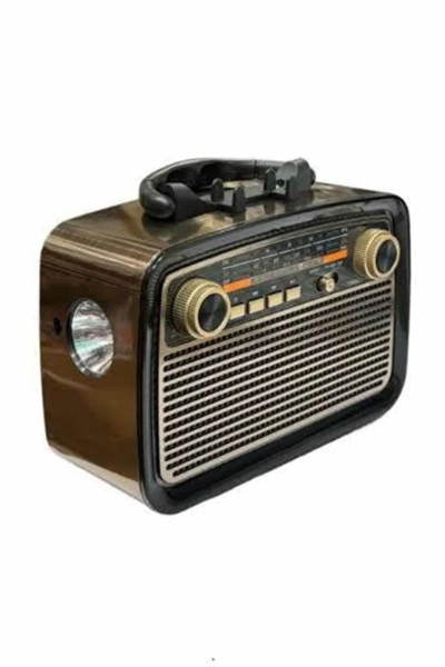 Nostalji Radyo Bluetooth Hoparlör USB-SD Kart Giriş Led Fener Işıklı Bataryalı Pilli