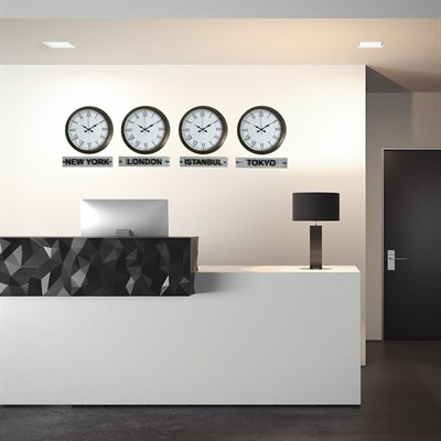 Nostalji Roma Eskitme Metal 4 lü Tabelalı Dünya Saatleri