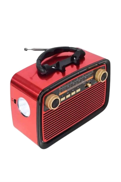 Nostaljik Görünümlü Ahşap Radyo TF SD USB Girişli Led Fener Işıklı