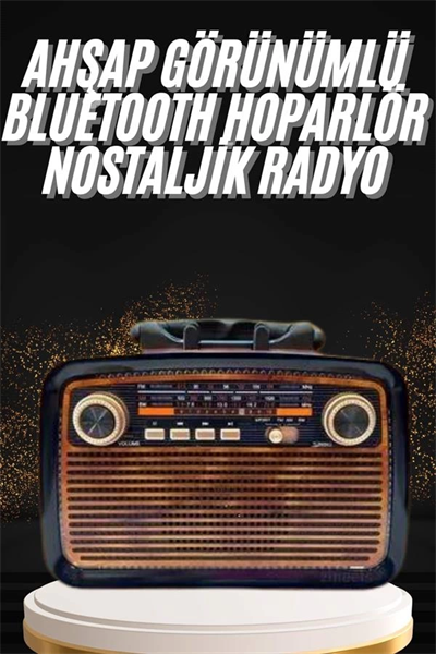 Nostaljik Görünümlü Ahşap Radyo TF SD USB Girişli Led Fener Işıklı