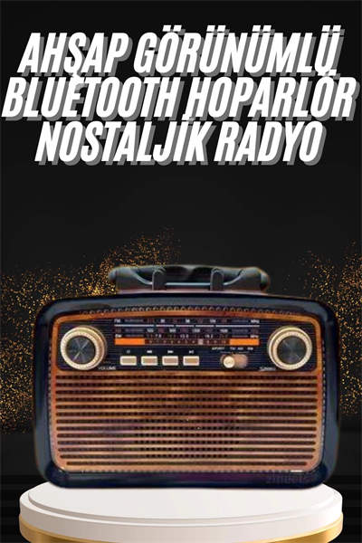 Nostaljik Görünümlü Ahşap Radyo TF SD USB Girişli Led Fener Işıklı