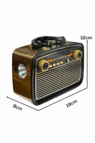 Nostaljik Görünümlü Ahşap Radyo TF SD USB Girişli Led Fener Işıklı