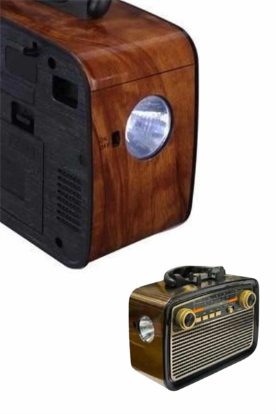 Nostaljik Görünümlü Ahşap Radyo TF SD USB Girişli Led Fener Işıklı