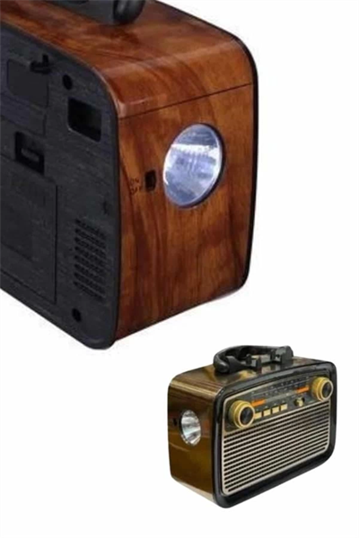Nostaljik Görünümlü Ahşap Radyo TF SD USB Girişli Led Fener Işıklı