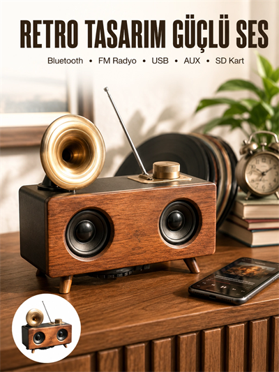 Nostaljik Görünümlü Bluetooth Bağlantılı Speaker
