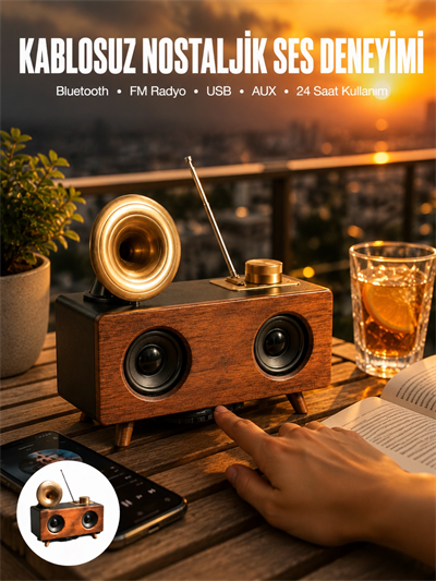 Nostaljik Radyo Bluetooth Bağlantılı Şarjlı Yüksek Ses Kaliteli Yeni Nesil
