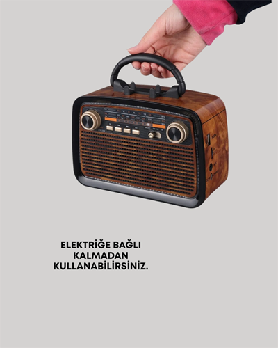 Nostaljik Radyo Görünümlü Bluetooth Hoparlör – FM/AM Yayın, Kablosuz Bağlantı, Şarj Edilebilir