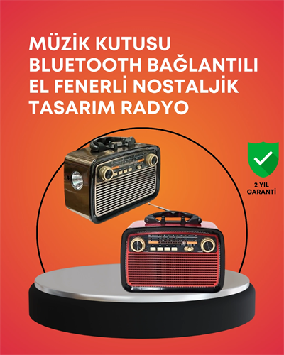 Nostaljik Radyo Görünümlü Bluetooth Hoparlör – FM/AM Yayın, Kablosuz Bağlantı, Şarj Edilebilir