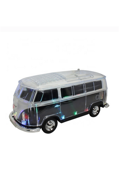 Nostaljik minibüs tasarımlı siyah bluetooth hoparlör FM radyo SD kart USB destekli