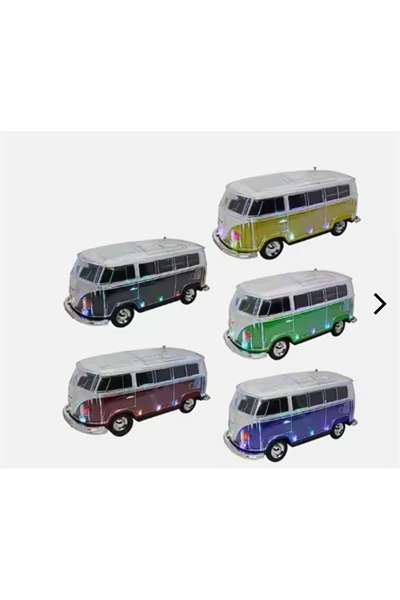 Nostaljik minibüs tasarımlı siyah bluetooth hoparlör FM radyo SD kart USB destekli