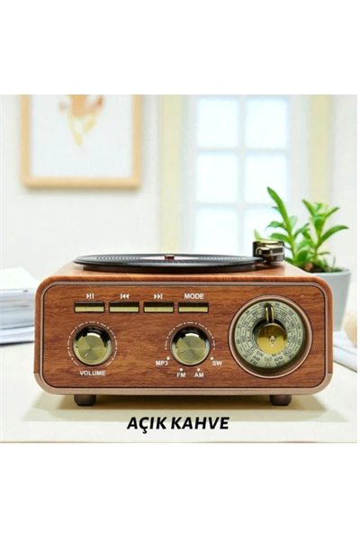 Nostaljik radyo Bluetooth FM USB MP3 çalar kahverengi 2 yıl garantili - Elektronik