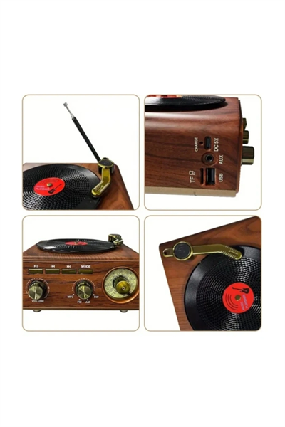 Nostaljik radyo Bluetooth FM USB MP3 çalar kahverengi 2 yıl garantili - Elektronik