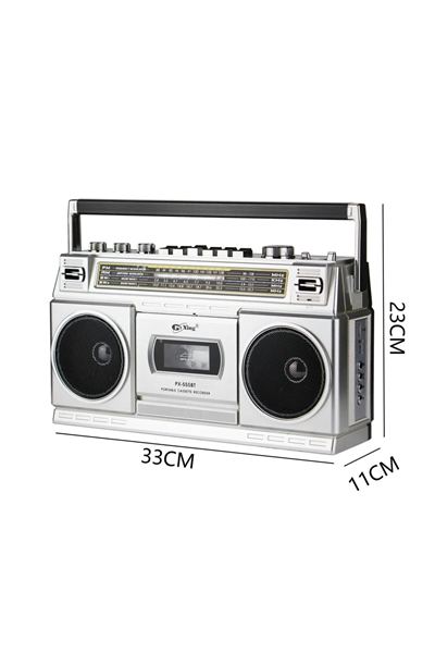 Nostaljik radyo FM radyo USB MP3 çalar Bluetooth kaset çalar hoparlör gümüş renkli
