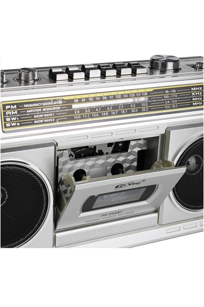 Nostaljik radyo FM radyo USB MP3 çalar Bluetooth kaset çalar hoparlör gümüş renkli