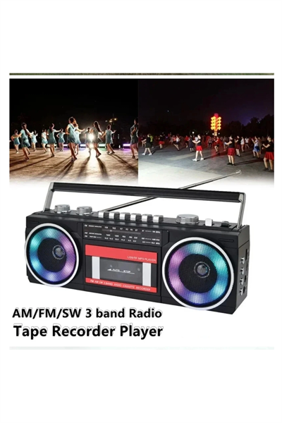 Nostaljik radyo siyah Bluetooth özellikli FM radyo USB MP3 çalar kaset çalar 2 yıl garantili