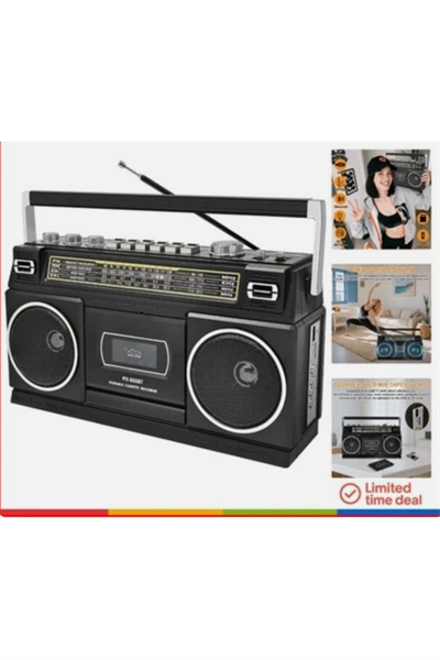 Nostaljik radyo siyah renk bluetooth FM radyo USB MP3 çalar kaset çalar hoparlör
