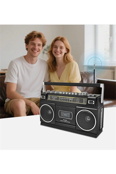Nostaljik radyo siyah renk bluetooth FM radyo USB MP3 çalar kaset çalar hoparlör