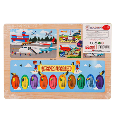 ONY-233-234-235-236 Ahşap Eğitici Puzzle Havaalanı - 1 Adet Stokta Olan Gönderilir