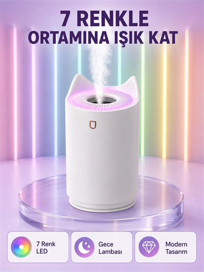 Oda Nemlendirici LED Işıklı Ultrasonik Buhar Makinesi Aroma Difüzör