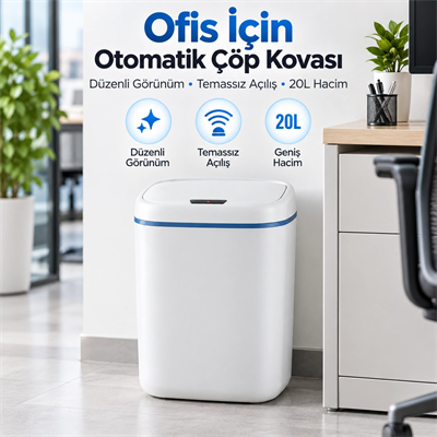 Ofis İçin 20L Otomatik Sensörlü Temassız Çöp Kovası