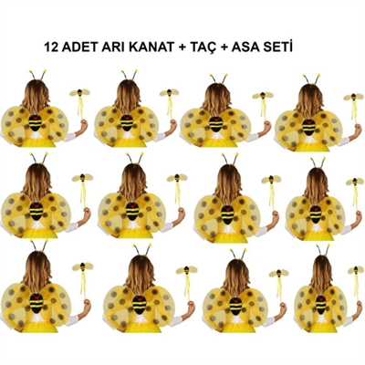 Okul Gösterileri için Arı Seti 12 Adet - Taç, Kanat, Asa