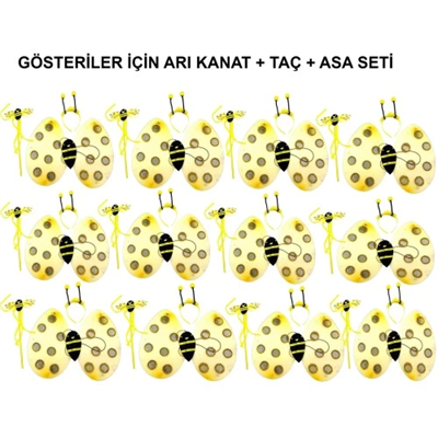 Okul Gösterileri için Arı Seti 12 Adet - Taç, Kanat, Asa