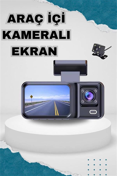 Ön ve Arka Kameralı 2 İnç 1080P Full HD DVR Araç İçi Ekran