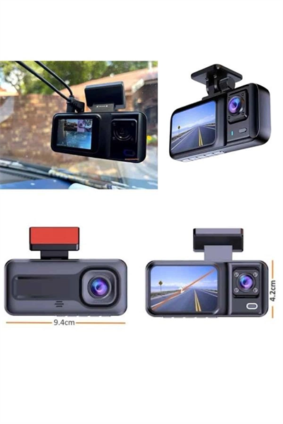 Ön ve Arka Kameralı 2 İnç 1080P Full HD DVR Araç İçi Ekran