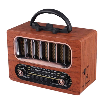 Orta Boy Retro Ahşap Tasarım Bluetooth Hoparlörlü Radyo – FM/AM Destekli, Şarjlı ve Taşınabiliri Radyo NS-6636