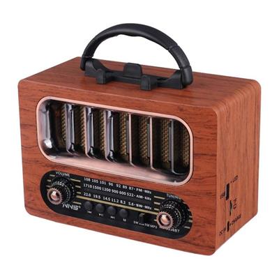 Orta Boy Retro Ahşap Tasarım Bluetooth Hoparlörlü Radyo – FM/AM Destekli, Şarjlı ve Taşınabiliri Radyo NS-6636 (3936)