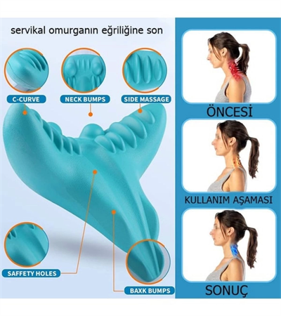 Ortopedik Servikal Boyun Masaj Yastığı Dik Duruş Destekleyici Omurilik Hörgüç Giderici Rahatlatıcı