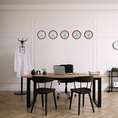 Otel Ofis İçin 5’li Dünya Saatleri Kırmızı 36 Cm