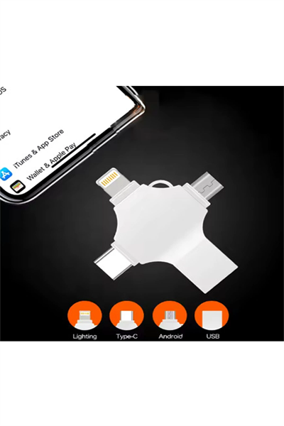 Otg 4in1 Cep Telefonu Çok Fonksiyonlu Usb Flash Bellek 64 Gb Type-c, Micro Sd Ve Kart Okuyucu