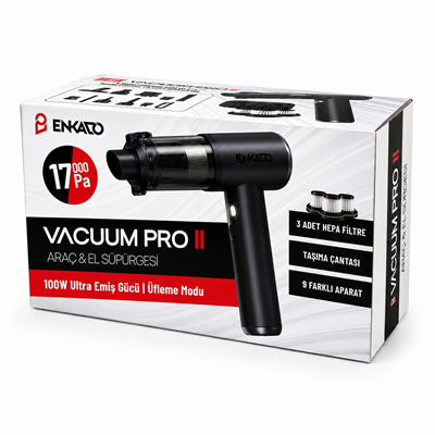 Oto Araç - 2ın1 Şarjlı 100w - 17000pa 9 Başlık - 3 Filtre El Tipi Basınçlı Hava Üfleme - Araç Süpürge Makinesi Taşıma Çantalı Ekd-sp10 Bx40