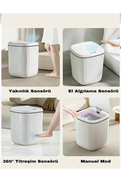 Otomatik Hareket Sensörlü Akıllı Çöp Kovası – 20 Litre Sessiz ve Hijyenik Kullanım