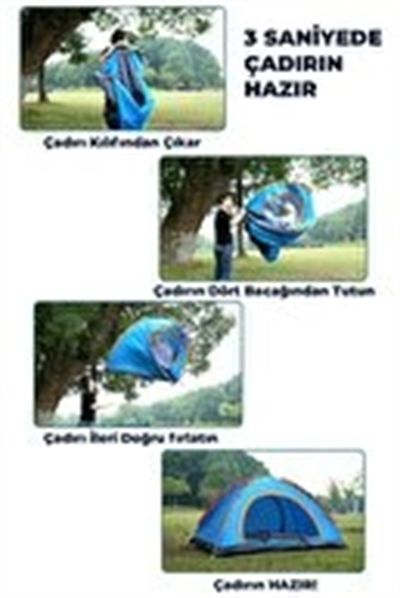 Otomatik Havada Açılan Su Geçirmez Çadır 4 Kişilik