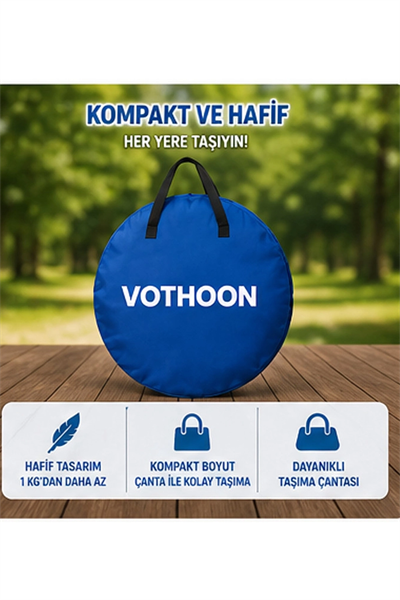 Otomatik Kabin Giyinme Çadırı 120x120x190 Cm Üst Havalandırma Yan Pencereli Duş & Wc Çadırı Mavi