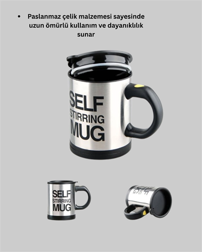 Otomatik Karıştıran Akıllı Kupa – Paslanmaz Çelik, Isı Korumalı