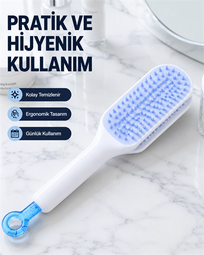 Otomatik Temizlemeli Saç Fırçası – Ergonomik Tasarım, Masaj Etkili, Elektriklenmeyi Önleyici