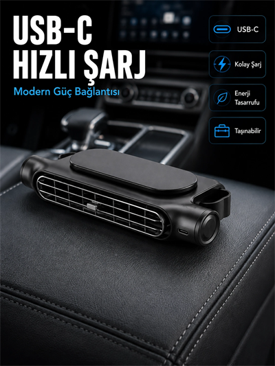 Otomobil Koltuk Başlığı Fanı Güçlü Turbo Hava Akışı Sunan Araç İçi Soğutucu
