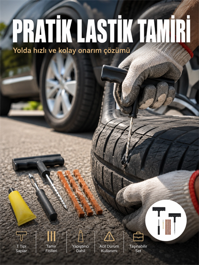 Otomobil Motosiklet Bisiklet İçin Güvenli Lastik Tamir Kiti