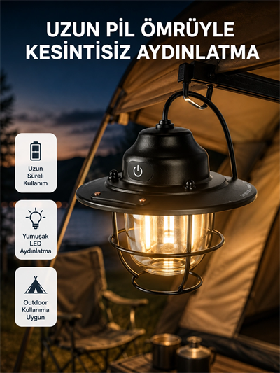 Outdoor Retro Kamp Işığı Uzun Ömürlü Pil Taşınabilir Suya Dayanıklı