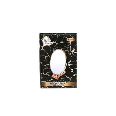 Oval - Bakır 6.5 Inc=16.5x13cm Makyaj Aynası Çift Taraflı Katlanır Ayaklı Bx40
