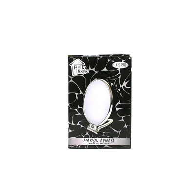 Oval - Gümüş 6.5 Inc=16.5x13cm Makyaj Aynası Çift Taraflı Katlanır Ayaklı Bx40