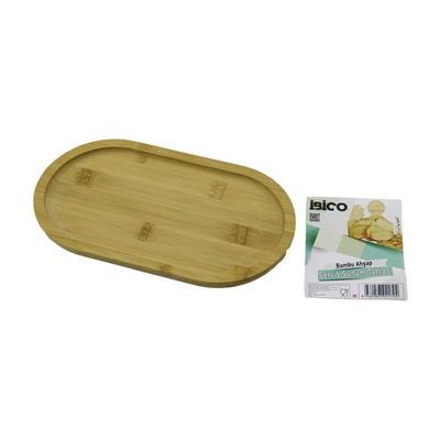 Oval Ahşap Bambu Servis Sunum Tepsi - Tahtası Mini Tepsi 25 X 14 X 1.4cm Bx40