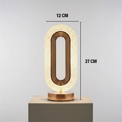 Oval Şeklinde Kristal Led Masa Lambası – Dokunmatik, 3 Renk Işık Modlu, Şarjlı Dekoratif Gece Lambası Bx40