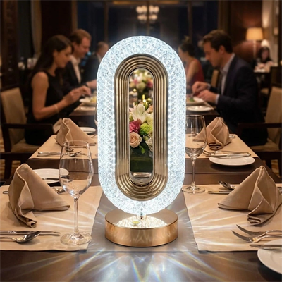 Oval Şeklinde Kristal Led Masa Lambası – Dokunmatik, 3 Renk Işık Modlu, Şarjlı Dekoratif Gece Lambası Bx40
