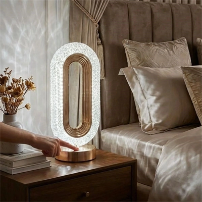 Oval Şeklinde Kristal Led Masa Lambası – Dokunmatik, 3 Renk Işık Modlu, Şarjlı Dekoratif Gece Lambası Bx40