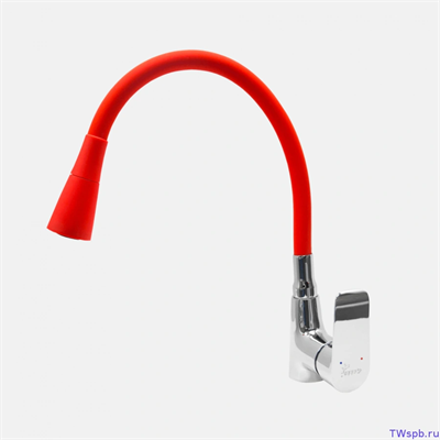 Oynar Başlıklı Çelik Spiral Üzeri Silikon Kaplama Musluk Başlığı Kobra Fonksiyonlu Musluk - Kırmızı